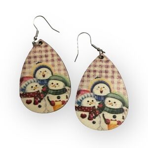 1/$8 for 3/$12 Christmas Earrings Wooden Dangle Drop Snowmen New